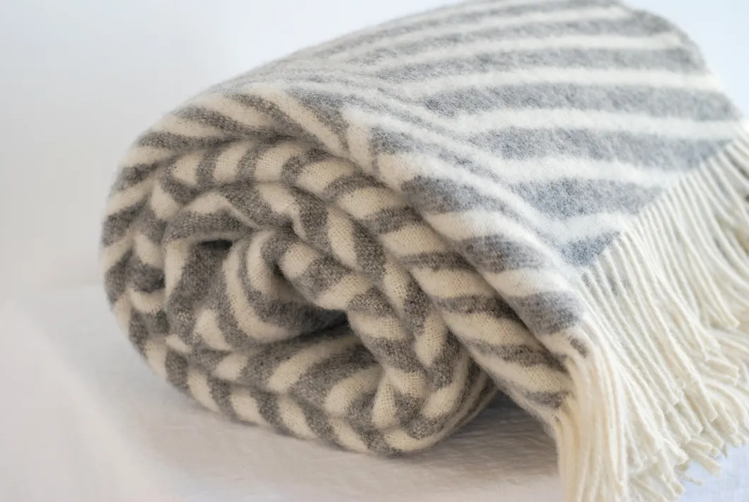 Striped Thick Warm Light Luxury Wool Blanket for Winter