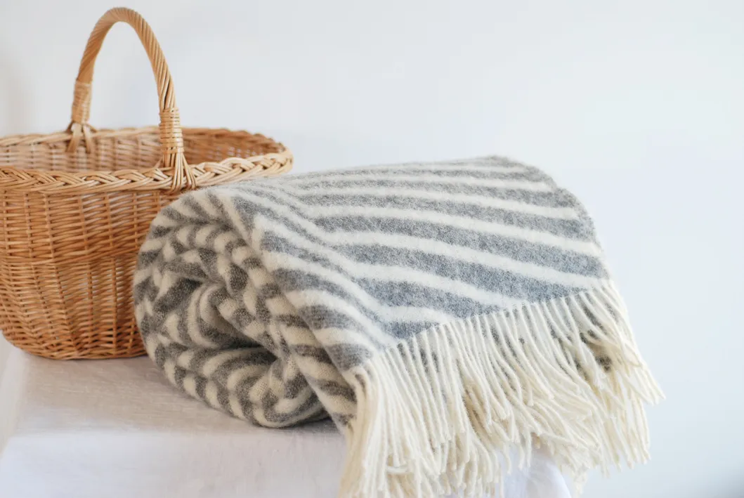 Striped Thick Warm Light Luxury Wool Blanket for Winter