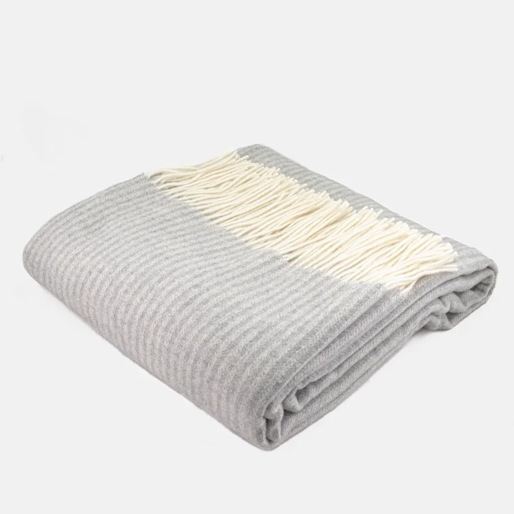 Stylish Plain Warm Tassel Merino Wool Blanket