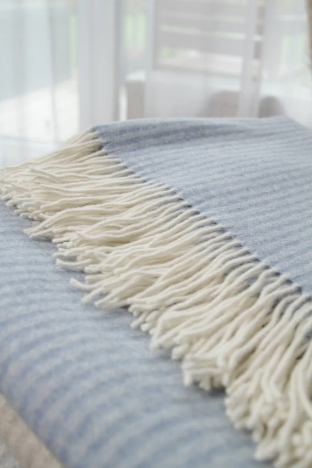 Stylish Plain Warm Tassel Merino Wool Blanket