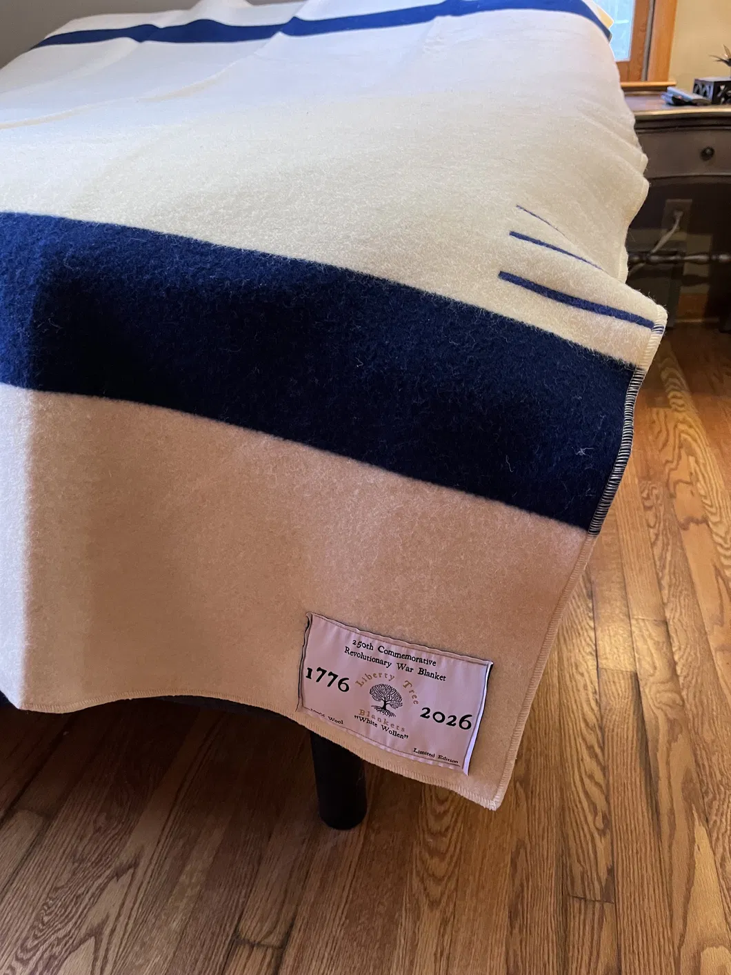 White Striped Warm Merino Wool Blanket