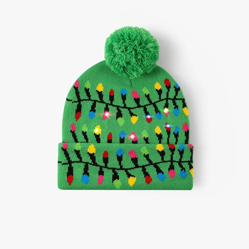 Adults Kids LED Christmas Beanies with Lights Hat