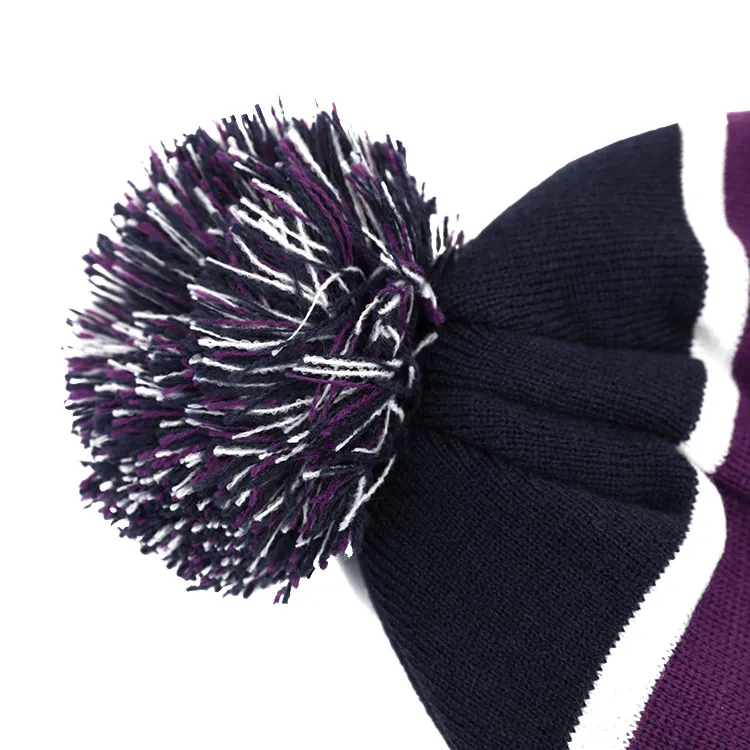 Beanie Acrylic Your Own Embroidery Logo Fashion Knitted Beanie Hat Custom Winter Hat with POM POM Ice Cap