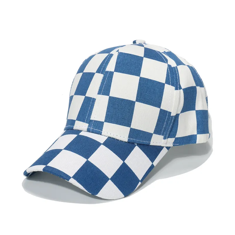 Classic Plaid Print Cotton Red-Black Checkered Baseball Caps