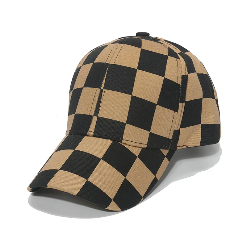 Classic Plaid Print Cotton Red-Black Checkered Baseball Caps