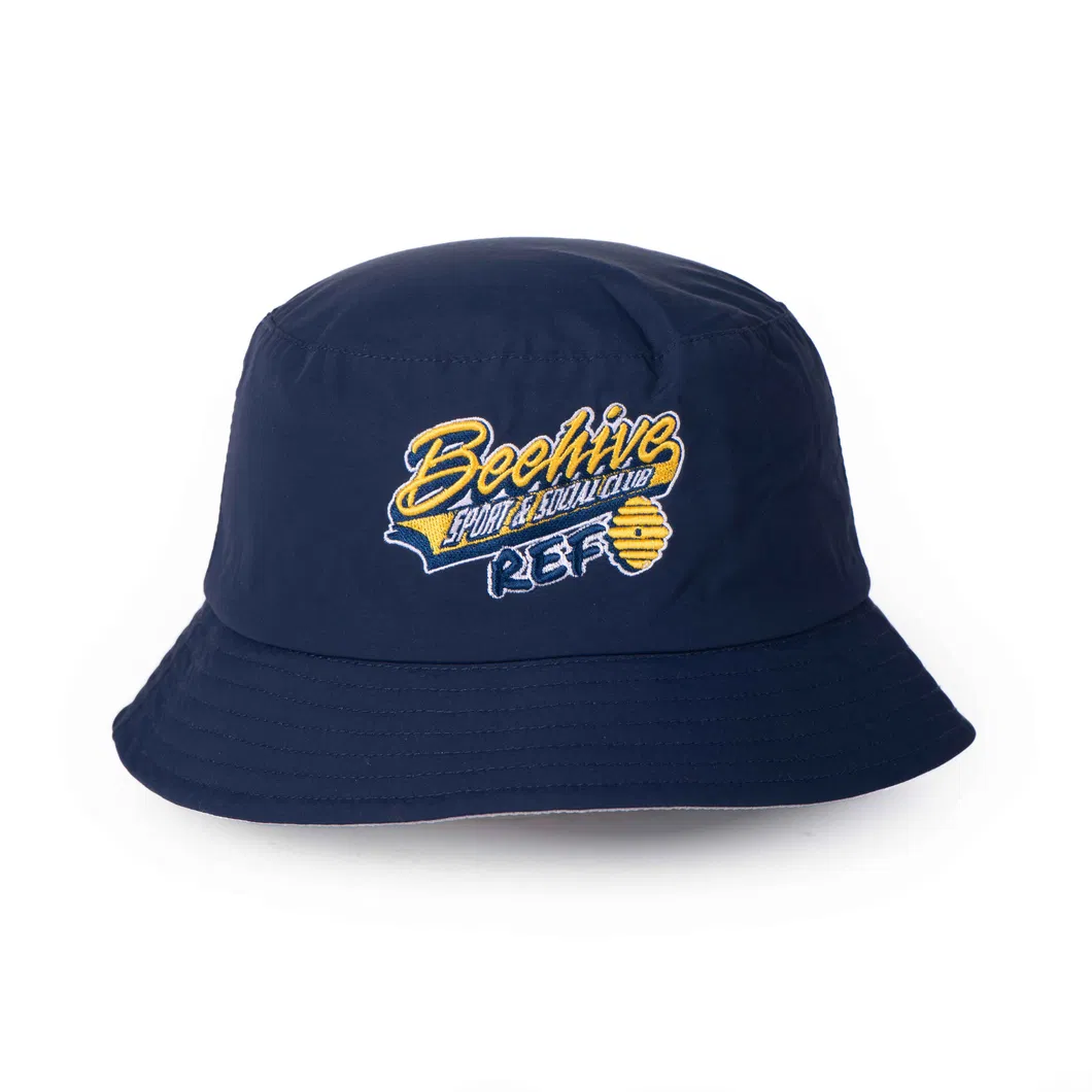 Cotton Custom Wholesale Embroidered Logo Navy Blue Bucket Hat