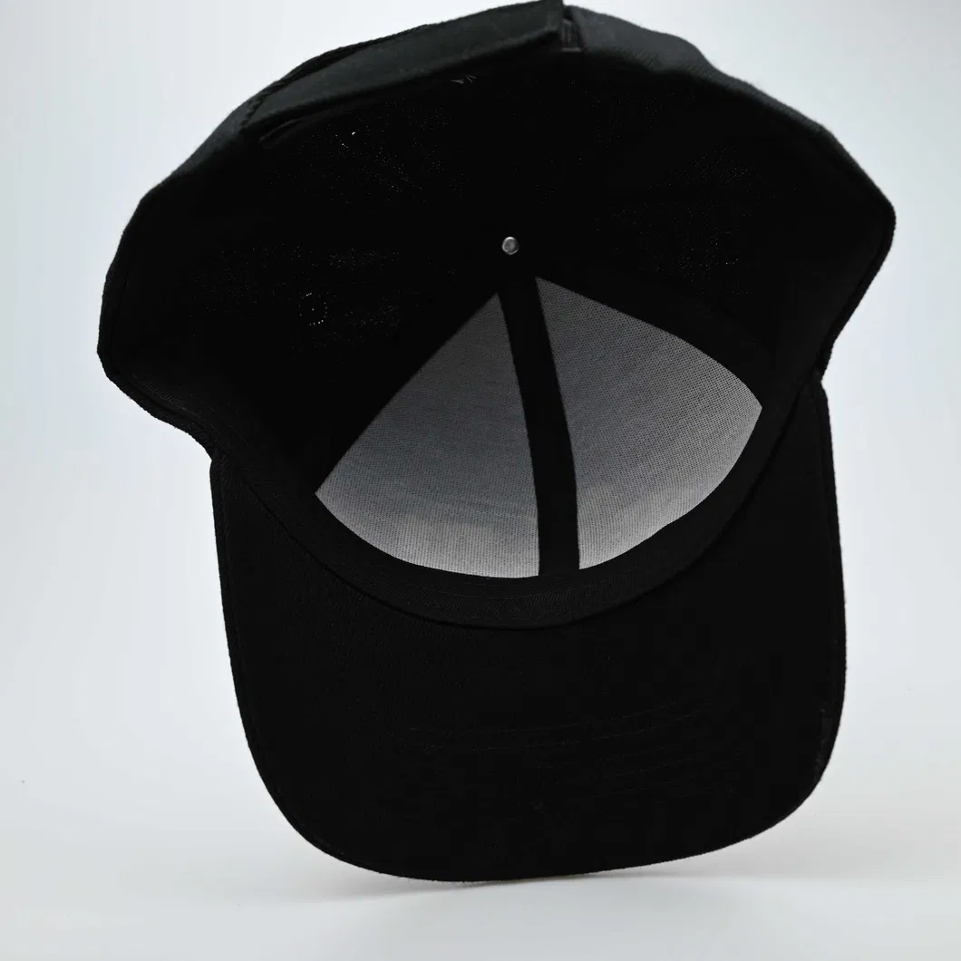 Custom 6 Panels Black Color Cotton Embroidery Logo Baseball Cap