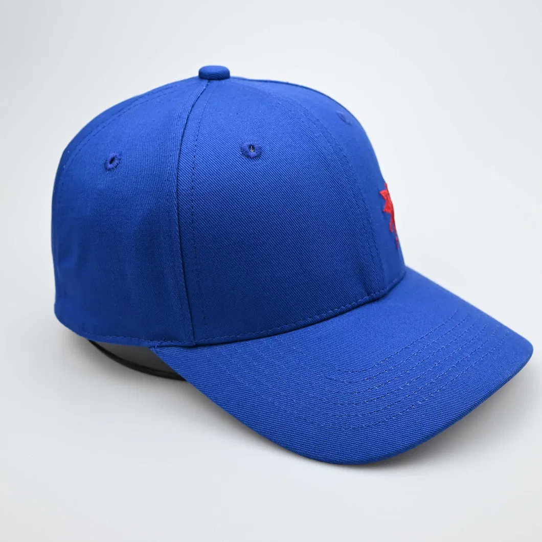 Custom Adjustable Blue Fitted 6 Panel Embroidery Logo Baseball Caps