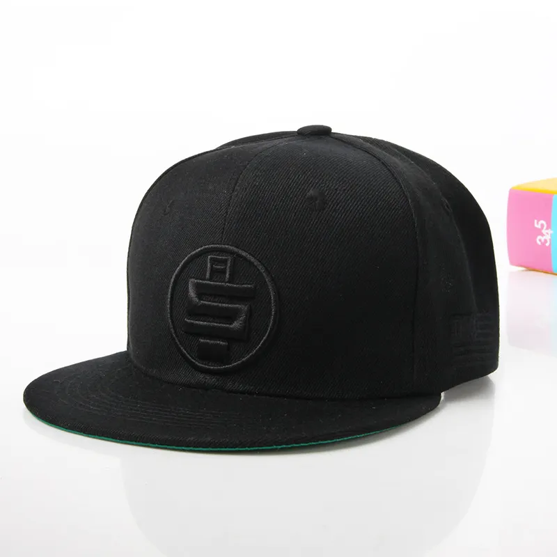 Custom Black Acrylic with Flat Embroidery Logo Snapback Cap