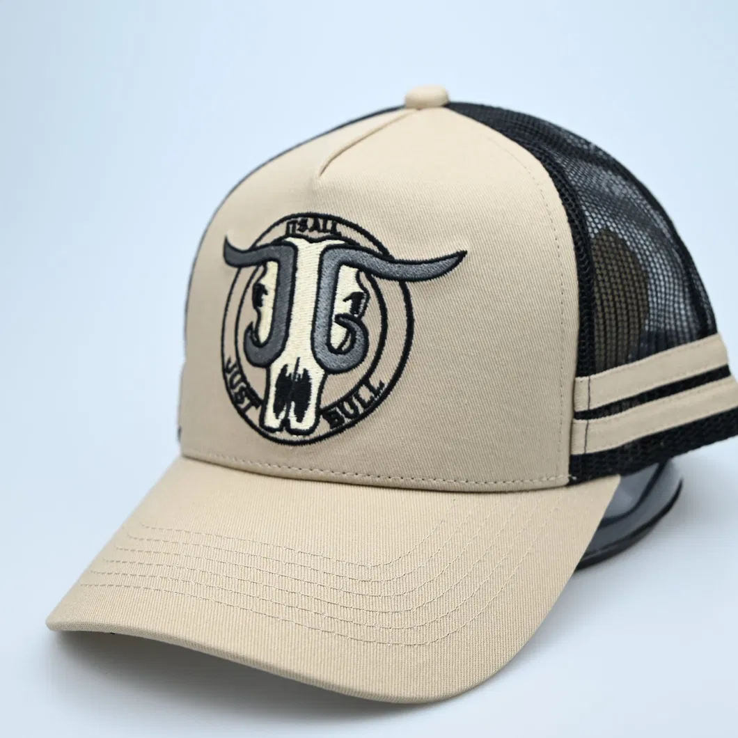 Custom Both Sides Stripes Embroidery Logo Hunting Trucker Cap