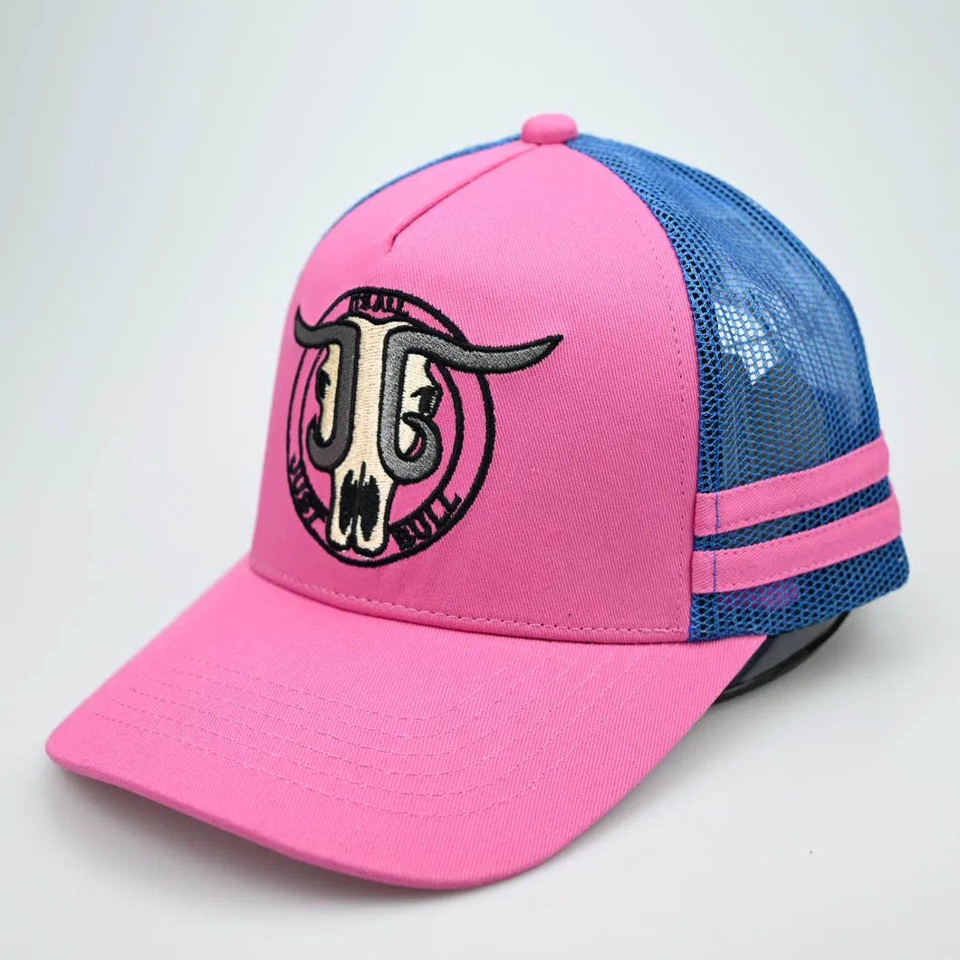 Custom Both Sides Stripes Embroidery Logo Hunting Trucker Cap