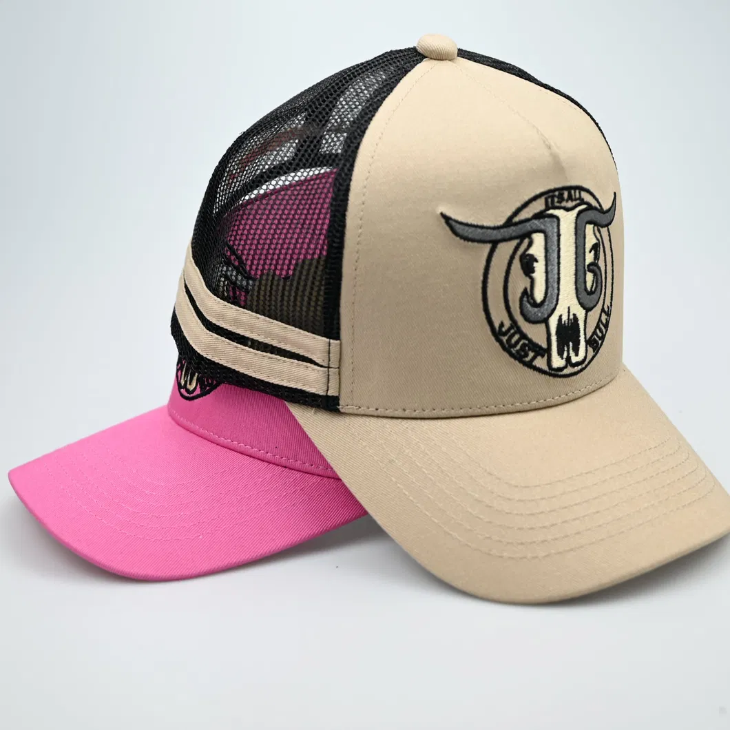 Custom Both Sides Stripes Embroidery Logo Hunting Trucker Cap