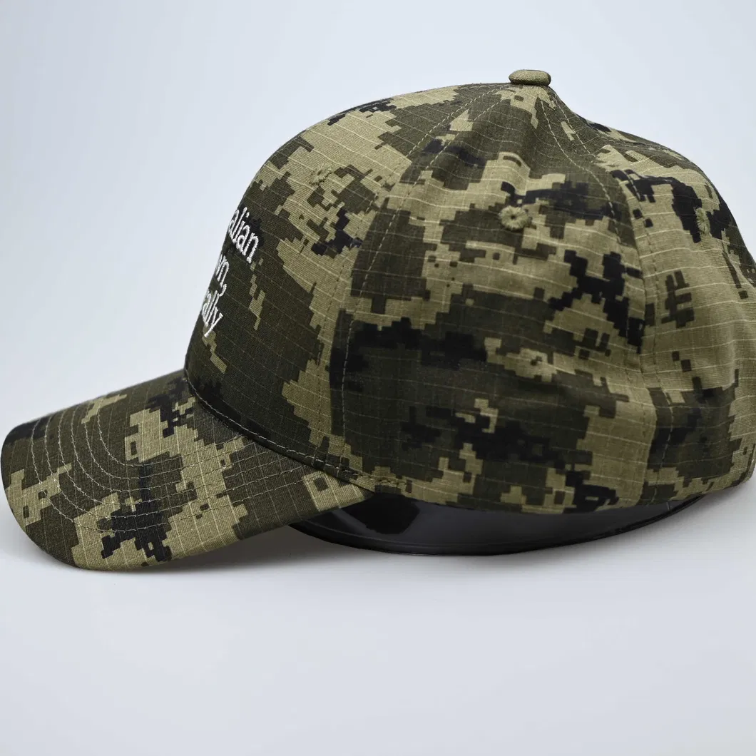 Custom Camo 6 Panel Structured Green Camouflage Colour Baseball Caps Hat