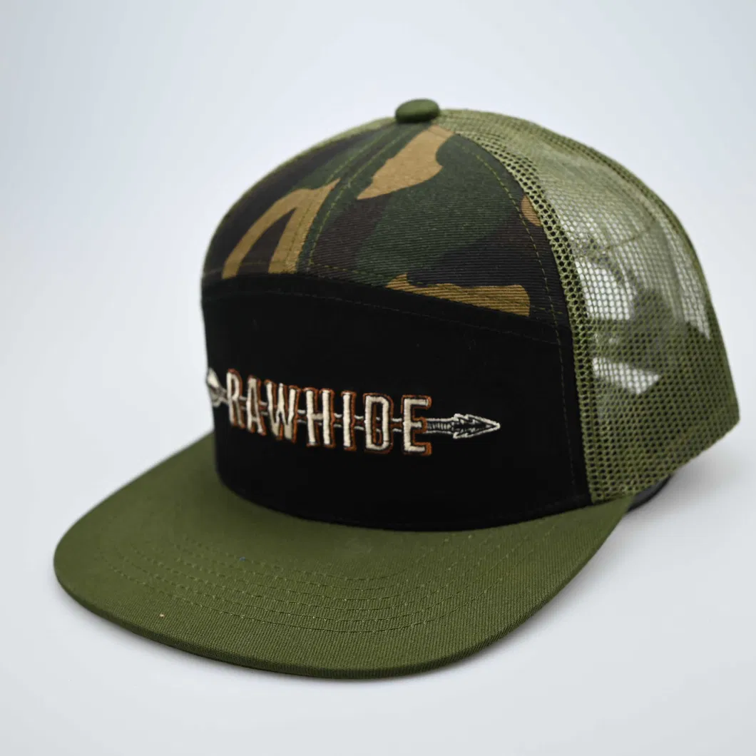 Custom Camo Trucker Hat Embroidered Logo 7 Panel Snapback Caps Hat