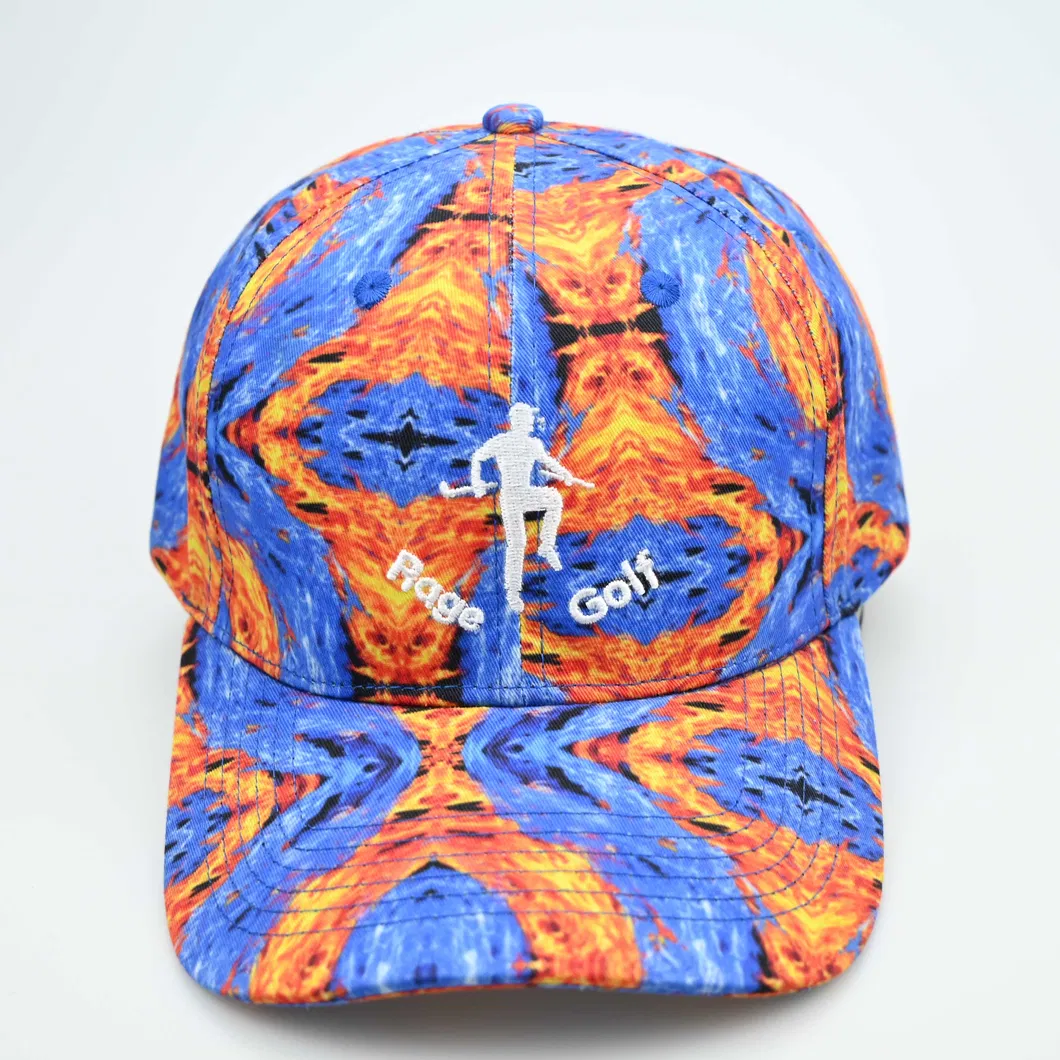 Custom Full Print Logo Polyester Material Structured Hat Fashion Outdoor Baseball Hat