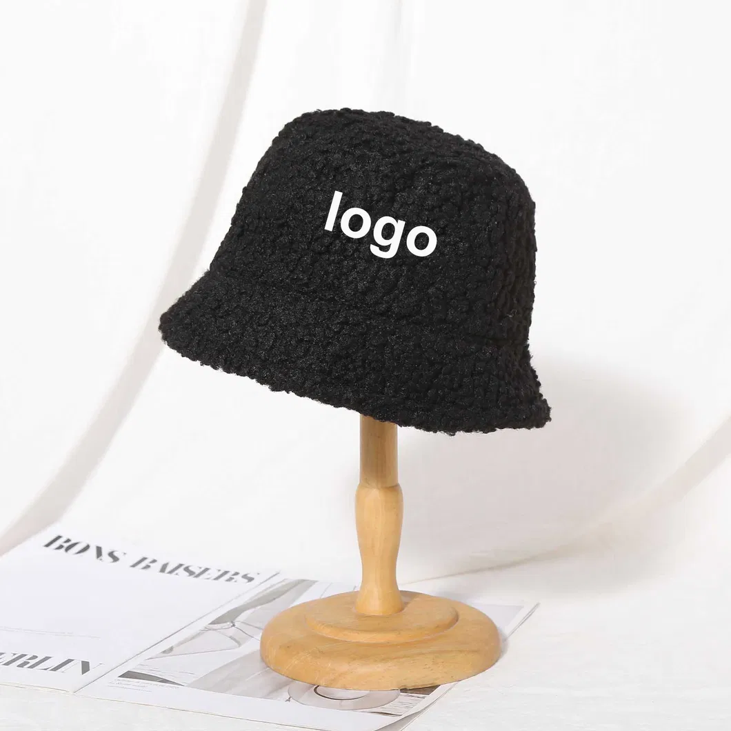 Custom Furry Fuzzy Wholesale Winter Black Bucket Hat