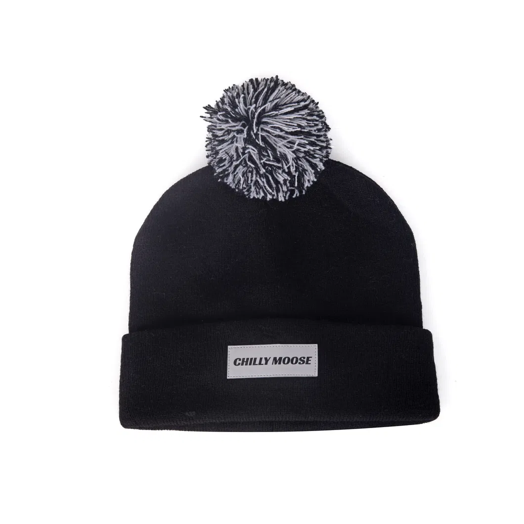 Custom High Quality Acrylic Warm Winter Cold Hats Caps Knitted Adult Kids Beanie Custom Embroidery Logo with POM POM