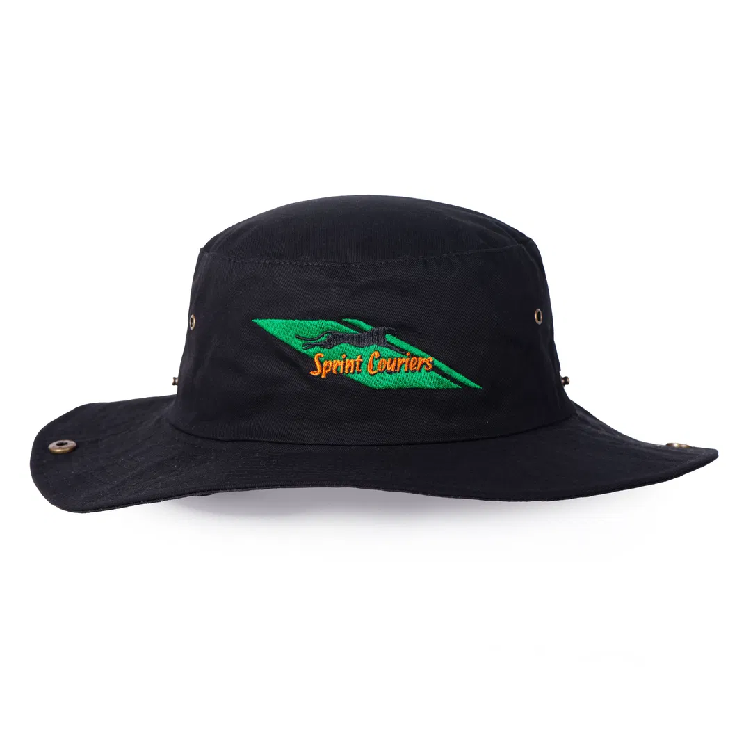 Custom High Quality Wide Brim Sun Protection Mens Fisherman Cap Custom Embroidery Bucket Hat with String