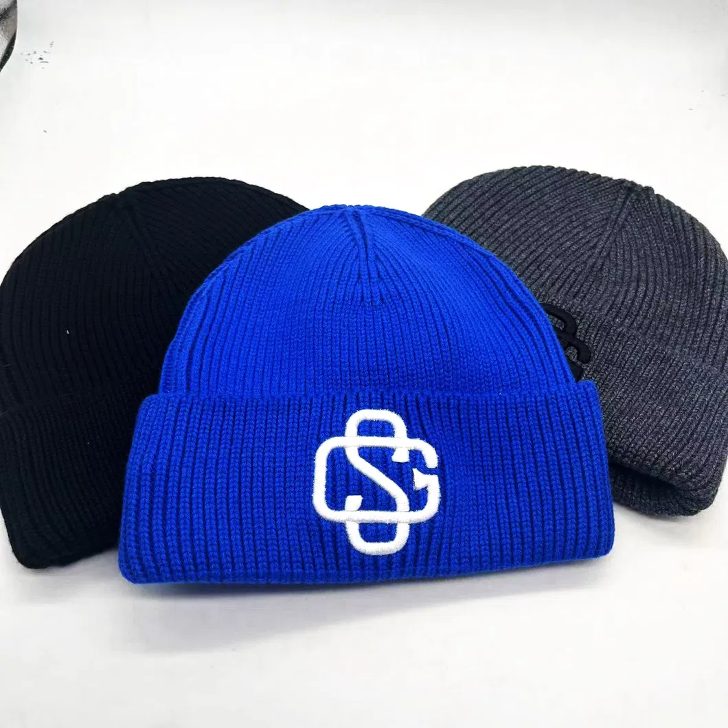 Custom Jacquard Logo Mens Beanie Caps Wool Winter Hats