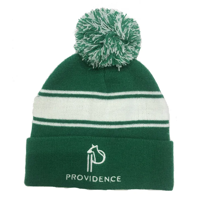 Custom Jacquard Logo Winter Knitted Stripe Beanie Hat