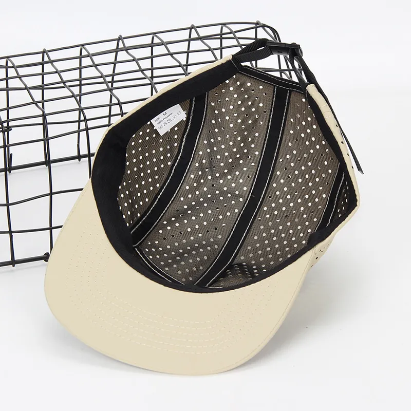 Custom Laser Cut Holes Waterproof Running 5 Panel Camp Cap