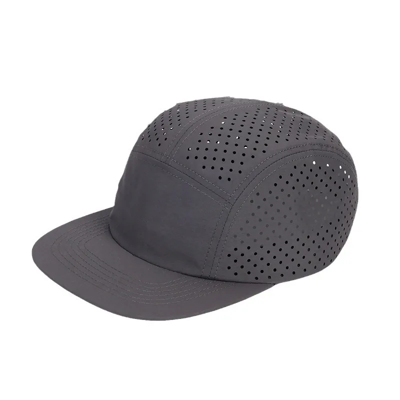 Custom Laser Cut Holes Waterproof Running 5 Panel Camp Cap