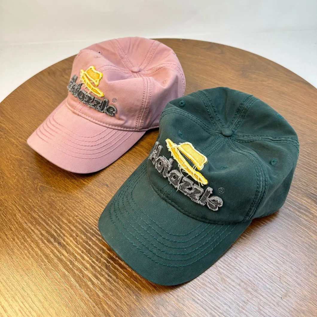 Custom Logo Embroidery Patch Cotton 6 Panel Unstructured Curved Brim Caps