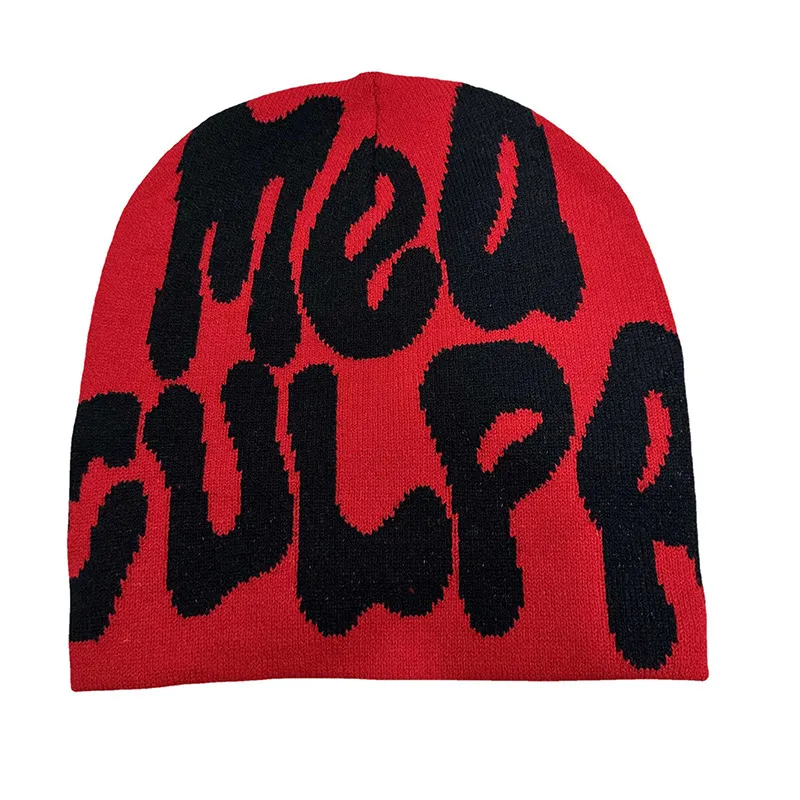 Custom Logo Letter Jacquard Puff Print Beanie Hat