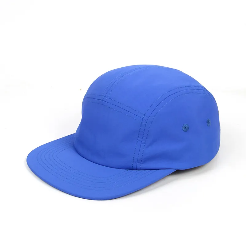 Custom Nylon Quick-Drying Colored Stitching Blue Capm Cap