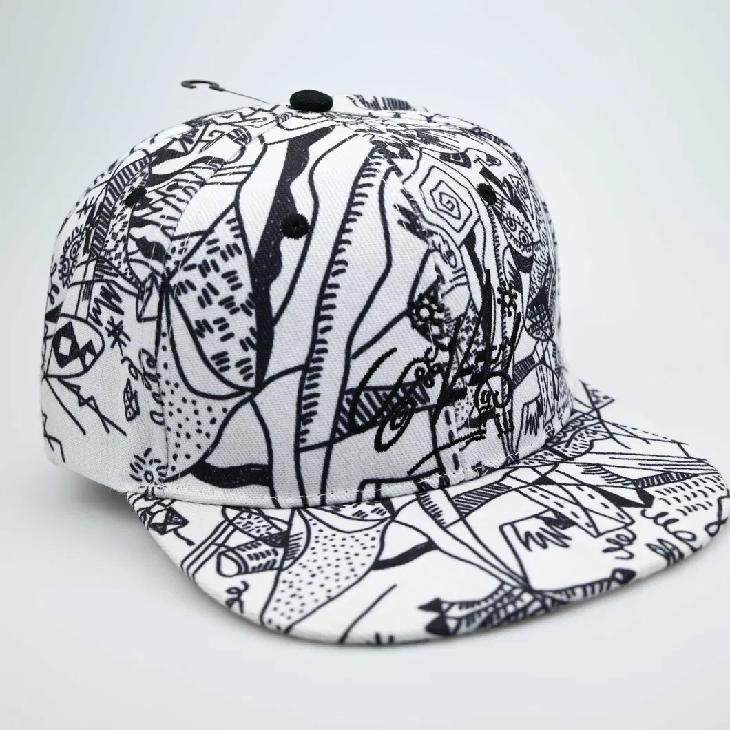 Custom Print Flat Brim Embroidery Logo Underbrim Hip Hop Snapback Cap Hat