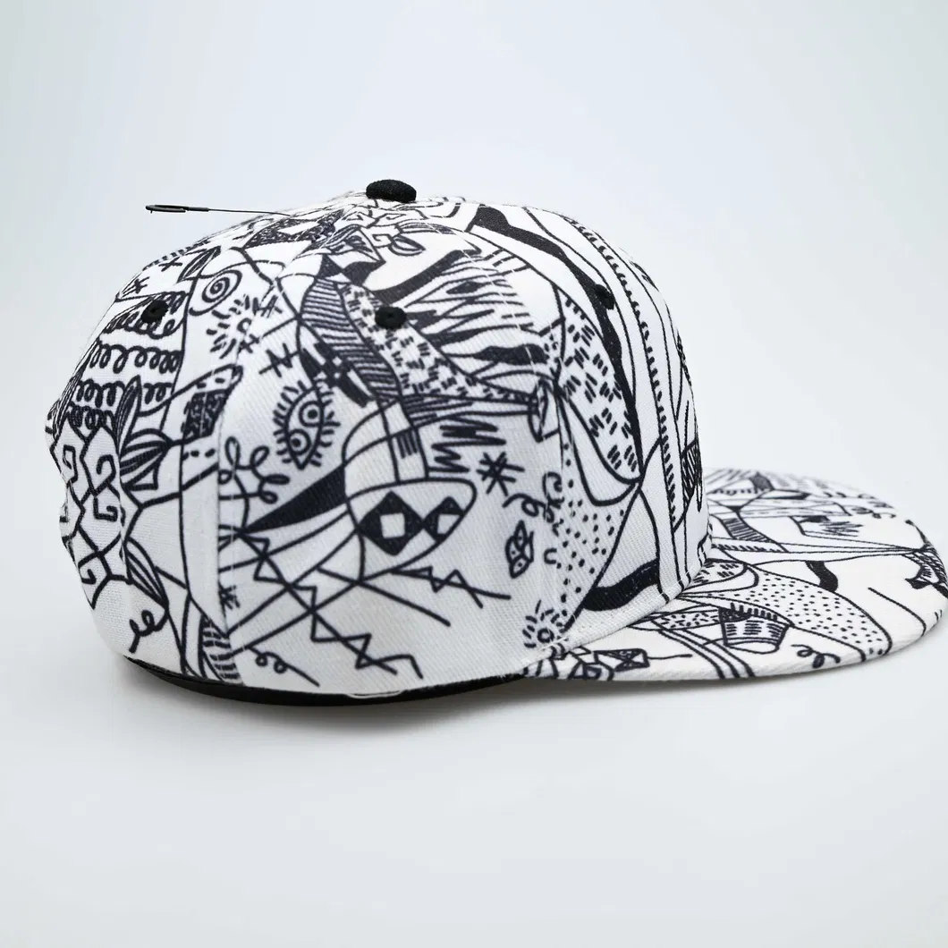 Custom Print Flat Brim Embroidery Logo Underbrim Hip Hop Snapback Cap Hat