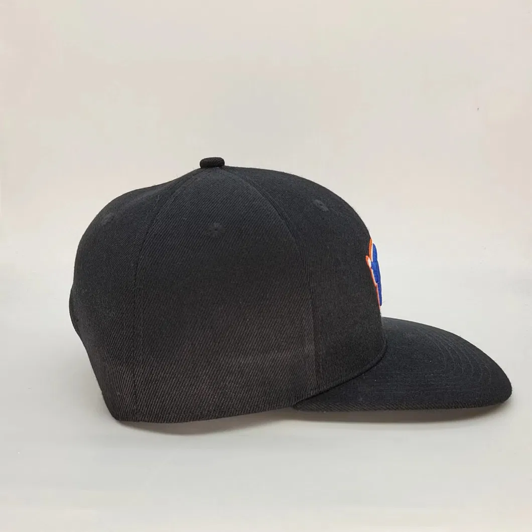 Custom Thick 3D Embroidery Logo Black Snapback Cap