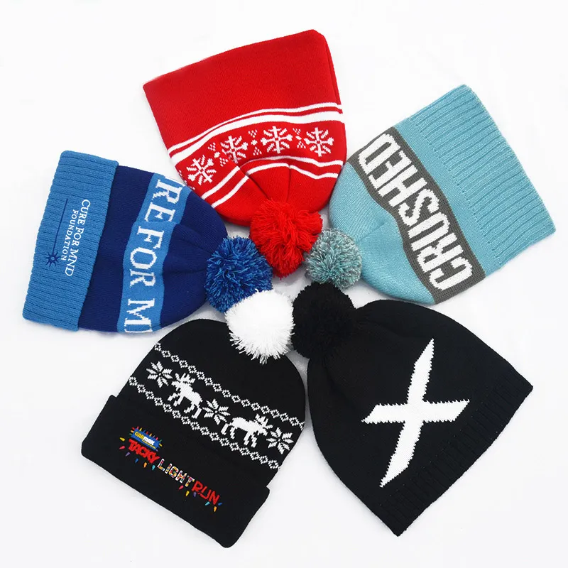 Fashion Custom Printing Beanie Unisex Sports Knit Custom Pattern Digital Printing Beanie