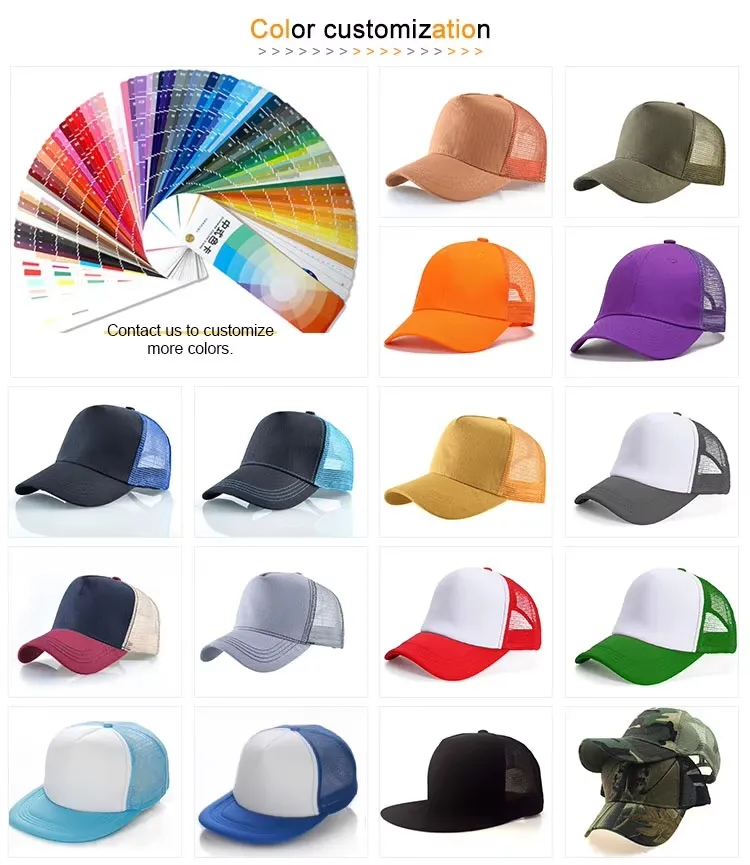 Fashionable 5-Panel Hat Men Sports Hat Custom Adult Foam Mesh Trucker Hat Unisex