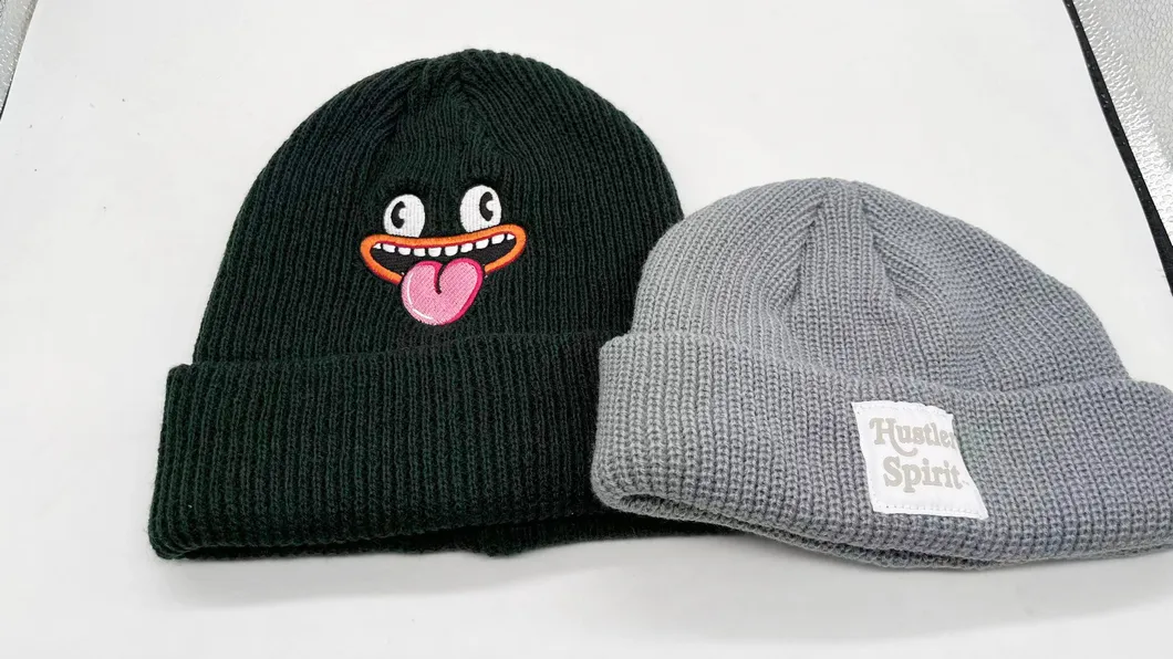 Skull Knitted Beanie Trendy Winter Hat with Patch for Men and Women