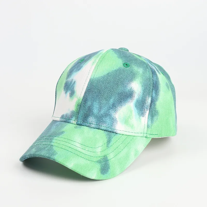 Summer Spring Sport Printing Tie Die Cotton Open Cross Ponytail Hat Colorful Dyeing Graffiti Shade Sun Protection Baseball Cap