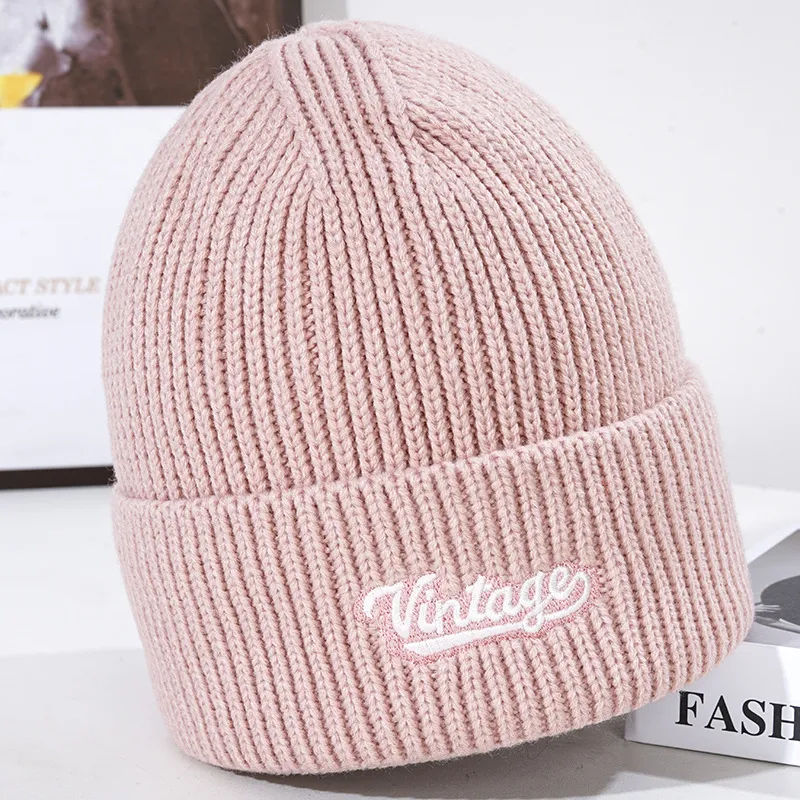 Wholesale Custom Embroidery Logo Gray Knitted Hats Beanie