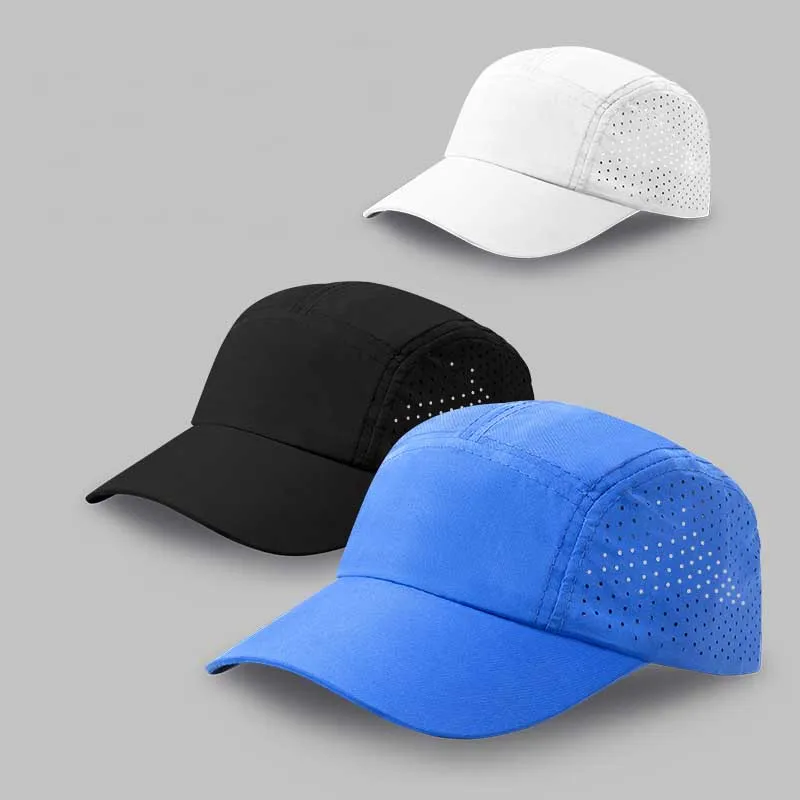 Wholesale Custom Logo 5 Panel Nylon Unstructured Waterproof Laser Running Cap