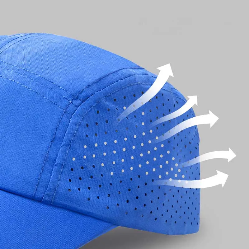 Wholesale Custom Logo 5 Panel Nylon Unstructured Waterproof Laser Running Cap