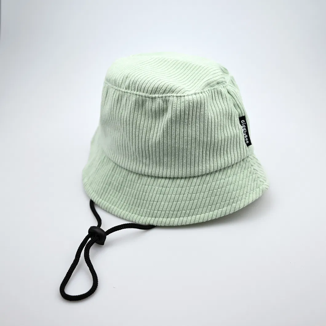 Wholesale Pink Corduroy Bucket Hat with Custom Embroidery Logo Design Outdoor Bucket Cap for Women