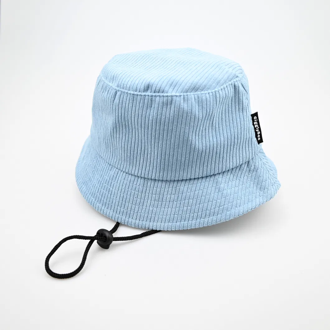 Wholesale Pink Corduroy Bucket Hat with Custom Embroidery Logo Design Outdoor Bucket Cap for Women