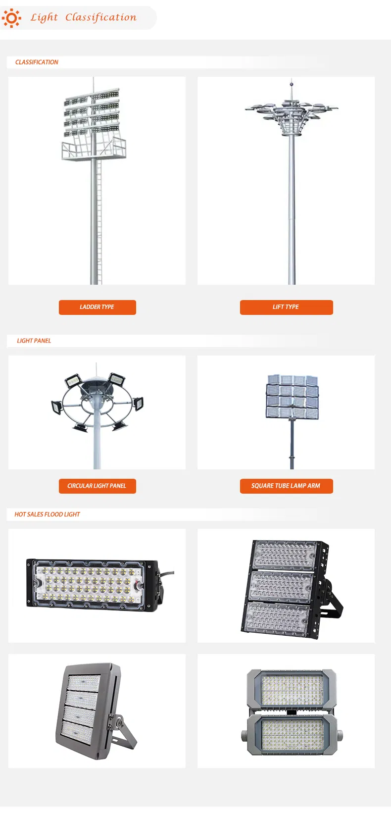 15m~45m Height Customized Solar LED High Mast Light with Lifting System