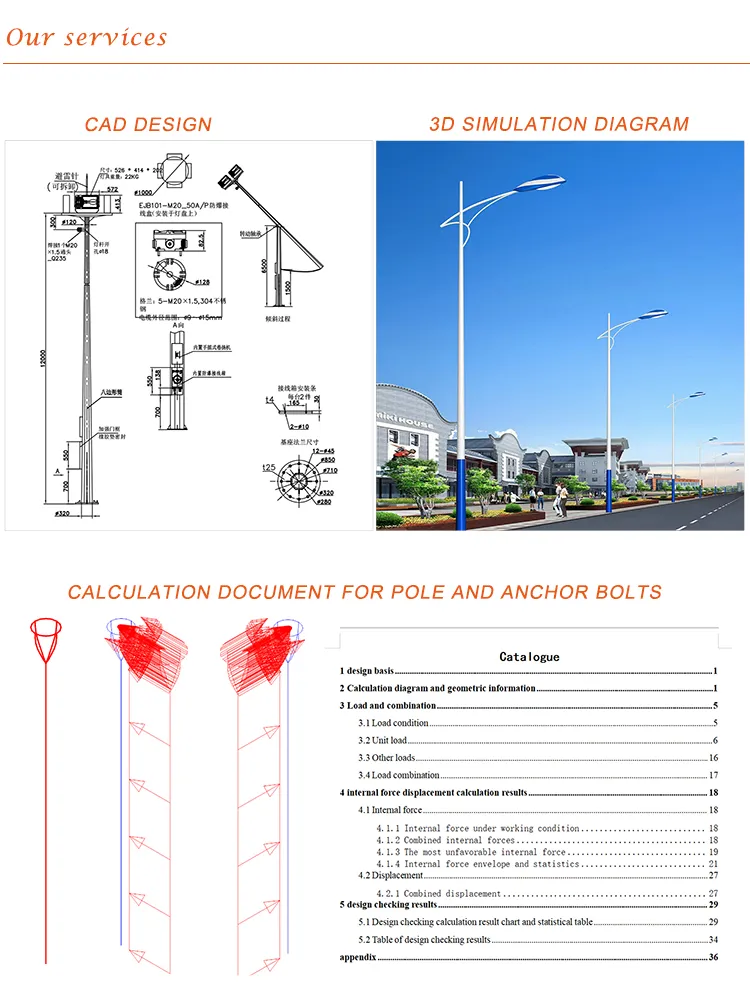 3m~25m Steel Solar LED Lighting Galvanized Street Light Pole with Low Price