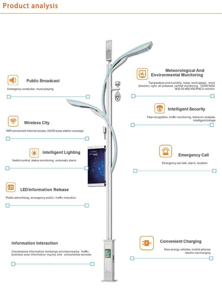 Cheap Price Outdoor Q235 Galvanized Steel Smart Street Light Pole Outdoor in Smart Cities