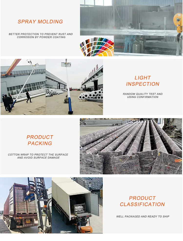 Customized Hot Hip Galvanization Polygonal Light Steel Street Lighting Tapered Pole Post