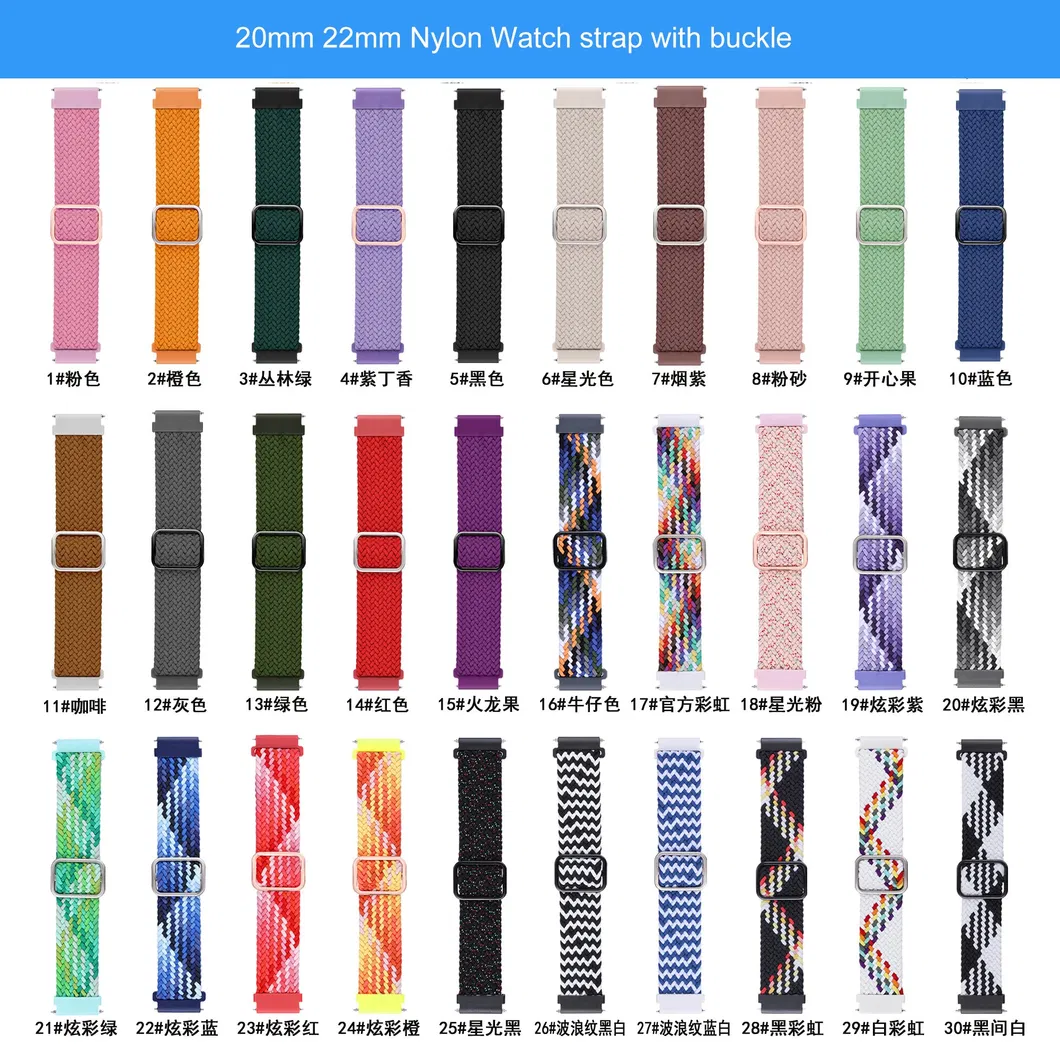 Suitable for Kids Adult Smart GPS Watch 20mm 22mm universal adjustable woven elastic nylon watch strap with buckle clasp NS02