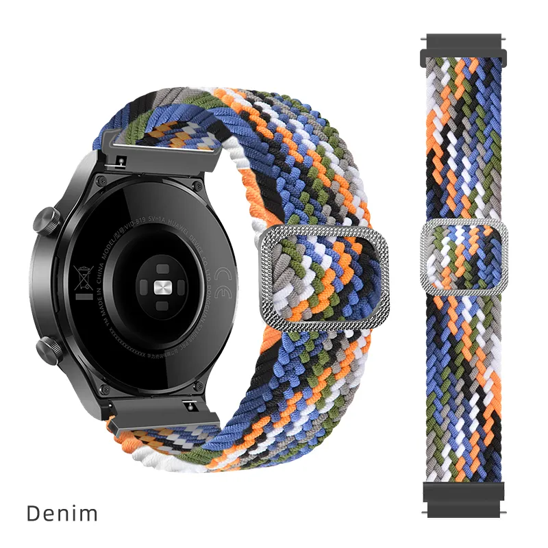 Suitable for Kids Adult Smart GPS Watch 20mm 22mm universal adjustable woven elastic nylon watch strap with buckle clasp NS02