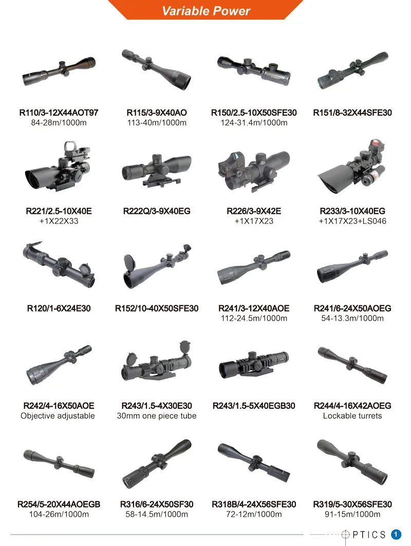 1-6X24 Scope Tactical Riflescopes Wide Field of View