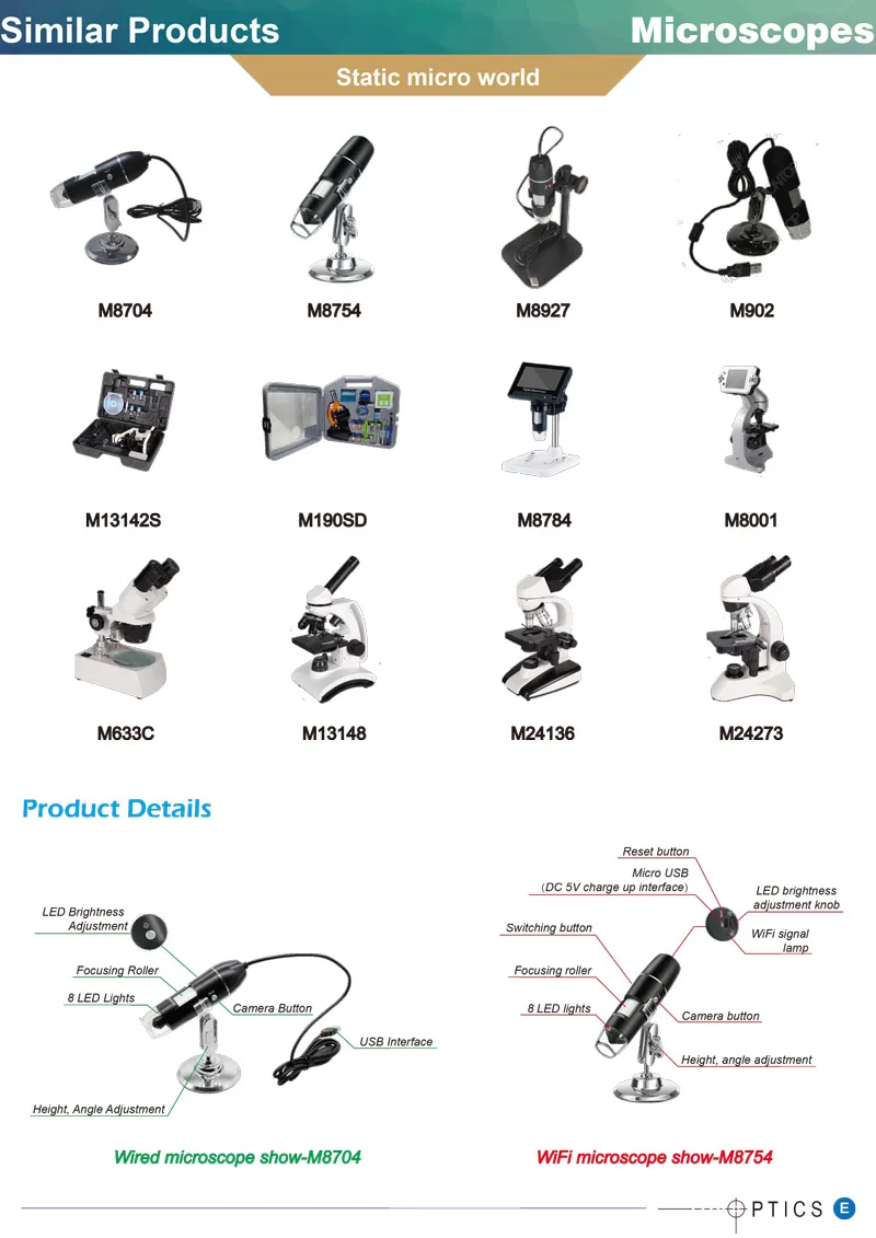 2.4G Wireless Digital Microscope 8 LED Lights 5-200X