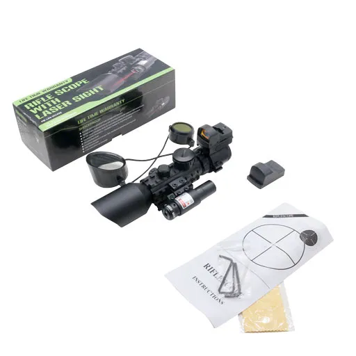 3-10X42 Riflescope Sight Red DOT Sight Laser Pointer Riflescope